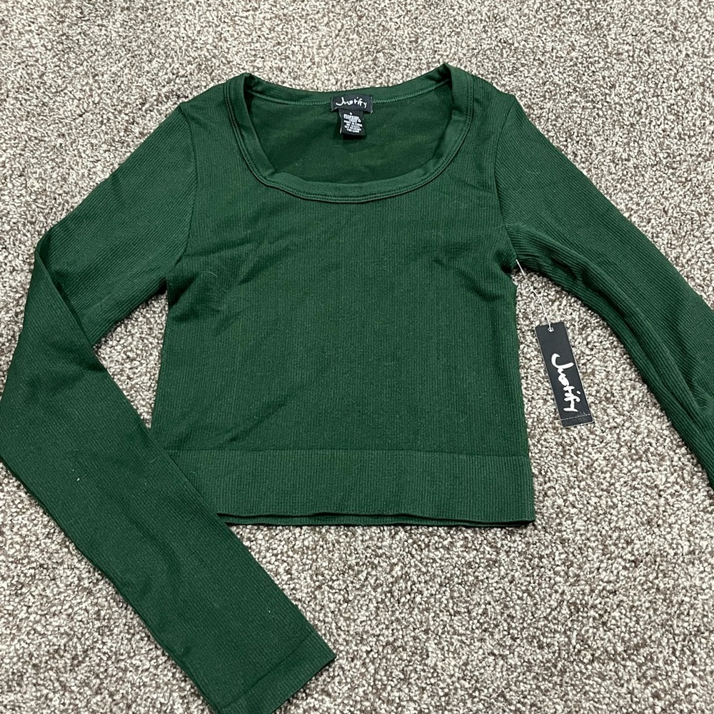 Green Ribbed Long Sleeve